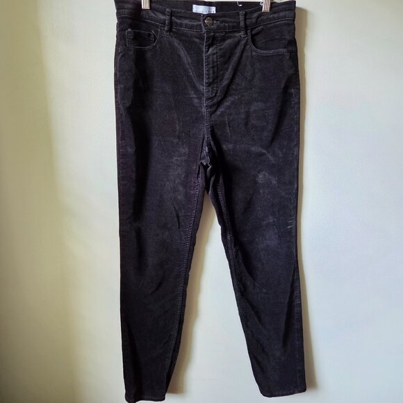 EUC LOFT MADE AND LOVED BLACK VELVET FEEL HIGH RISE SKINNY PANTS SIZE 31 / 12 - Picture 1 of 16
